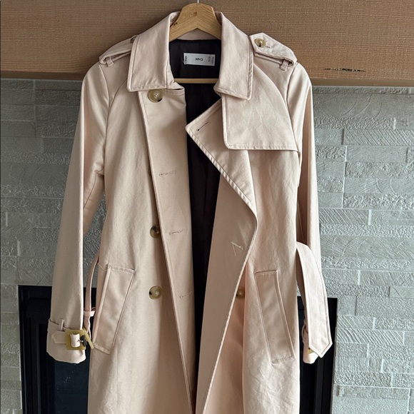 Mango Light Beige Double-Breasted Trench Coat - Picture 5 of 8